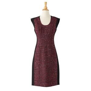 J. Peterman Tweed Sheath Dress Most Flattering Maroon Womens 12 Sleeveless Work
